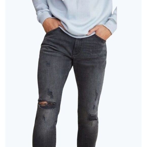 Warp+Weft ORD HND Tokyo Skinny Harajuku Stretch Distressed Jeans Men's Sz 35x32 - Picture 3 of 13